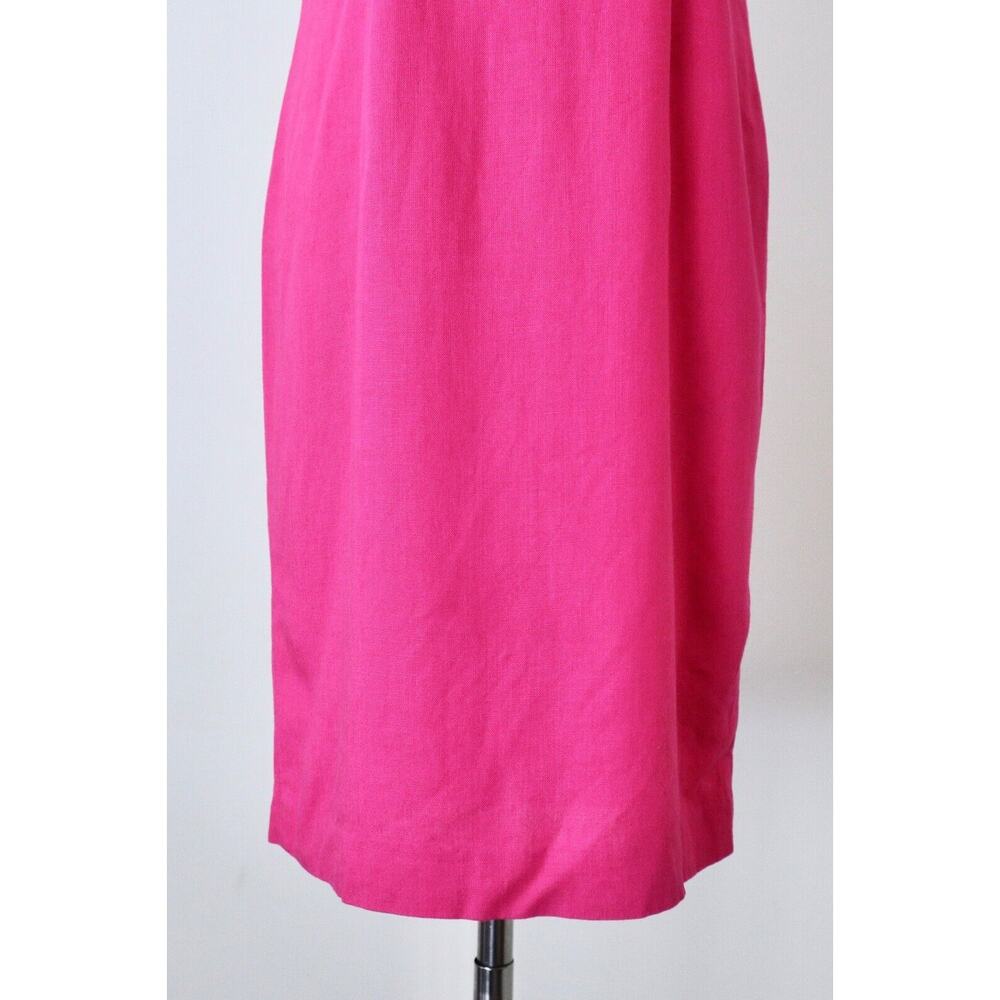 Vintage 1990s Size XXS Linen Blend Low Back Sheath Dress Fuchsia Pink Sleeveless - Picture 4 of 8